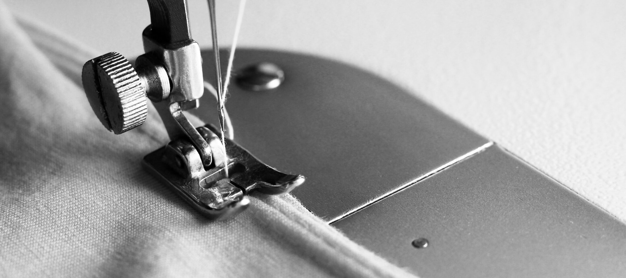 Close-up detail of the sewing machine